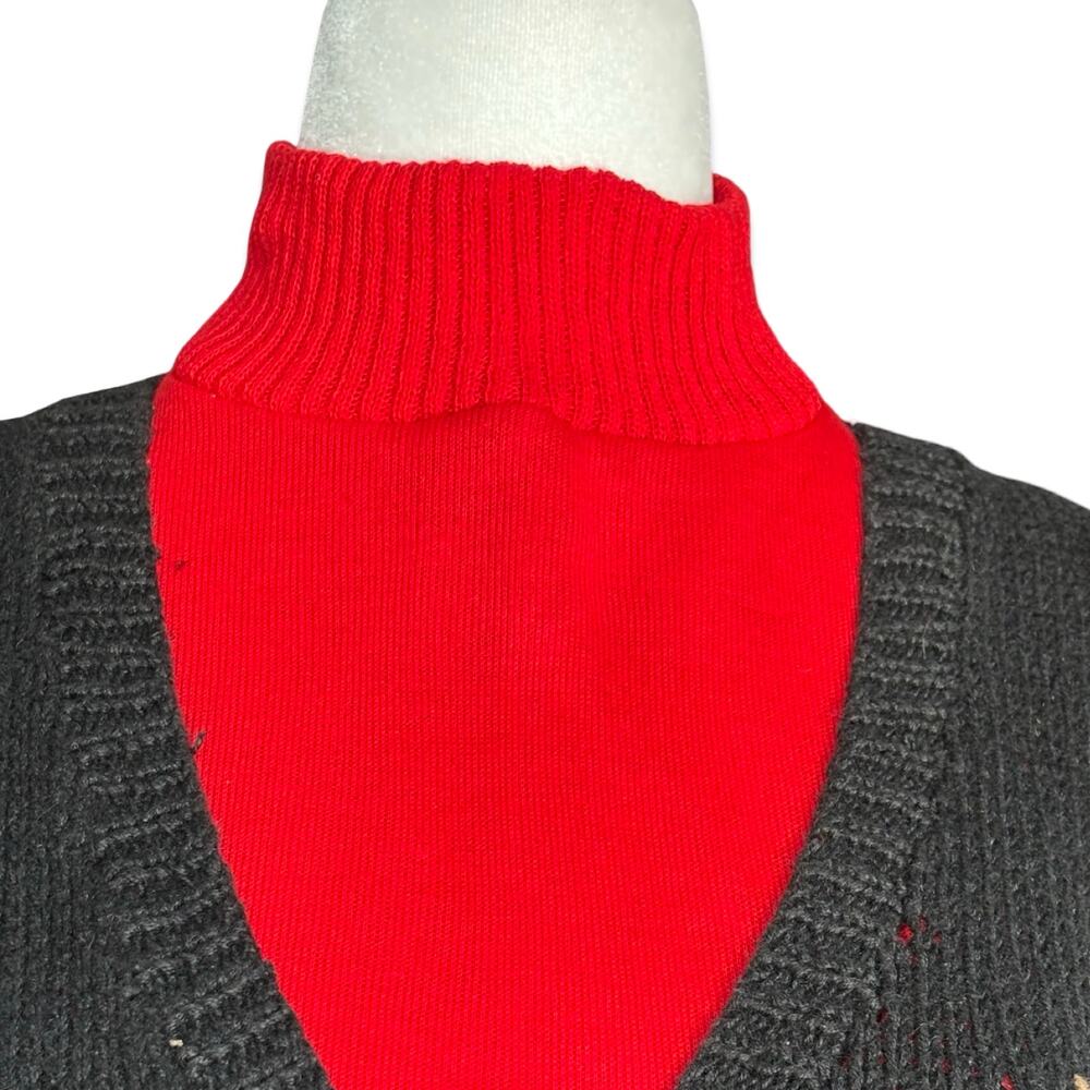 Vintage Red Mock Neck Sleeveless Knit False Turtleneck Layering Dickey Preppy‎